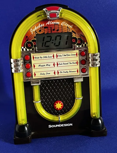 Soundesign Jukebox Alarm Clock With Lights and Six Songs TESTED, WORKING