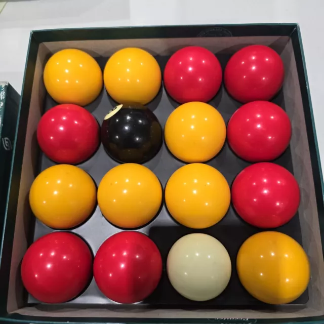 Aramith Belgian Billiard Pool Balls Yellow & Red Boxed 2” With 1.7/8” Cue Ball