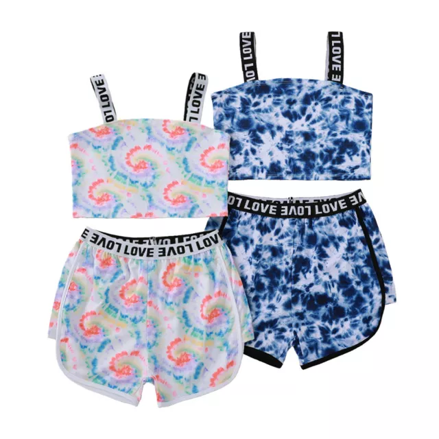 Toddler Kids Baby Girls Outfits Clothes T-shirt Vest Tops+Shorts Pants 2PCS Set
