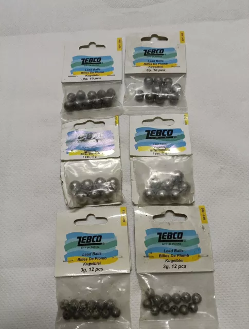 Zebco Drilled Lead Lot Six Bags 68 Pieces