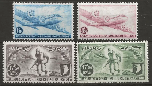 Timbres Belgique - 1946 Poste aérienne - N° 8 et 9,  N° 12 et 13 - Neufs** (MNH)