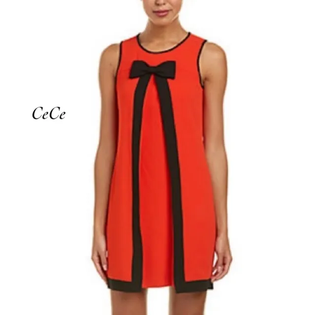 CeCe by Cynthia Steffe Red Bow Split Front Sleeveless Shift Dress NWT Size 12