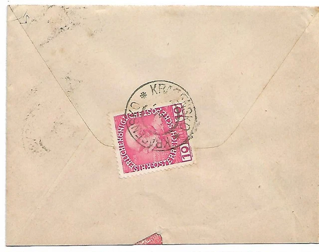 Austria Old Envelope 10 Heller Red Stamp Both sides shown Used as per Scans
