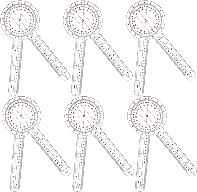 12 Inch Goniometer Transparent Orthopedic Angle Ruler Plastic Goniometer 360 Deg