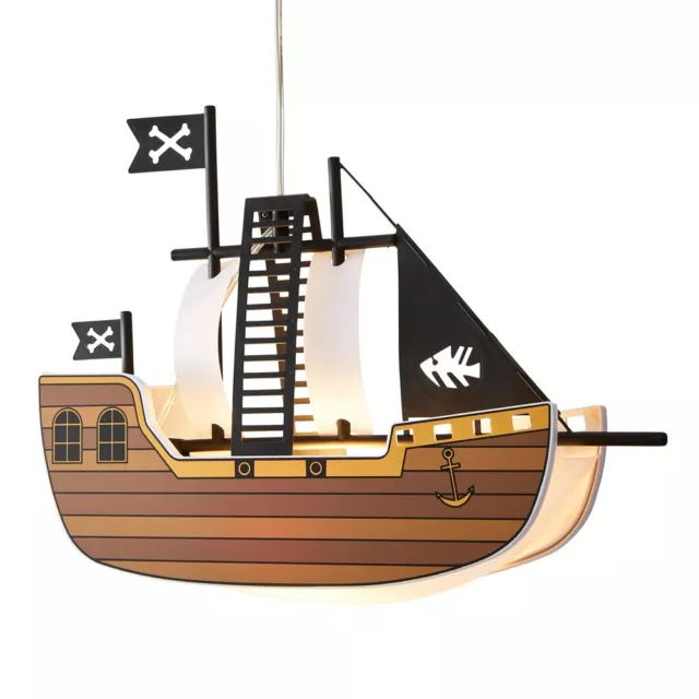 Litecraft Glow Pirate Ship Ceiling Pendant Children's Lighting - Brown, Black