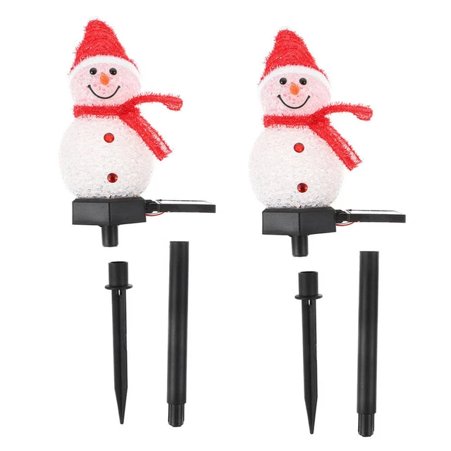 2 Pcs Eva Christmas Lights Outdoor Garden Stake Decor Crystal Snowmen Sign