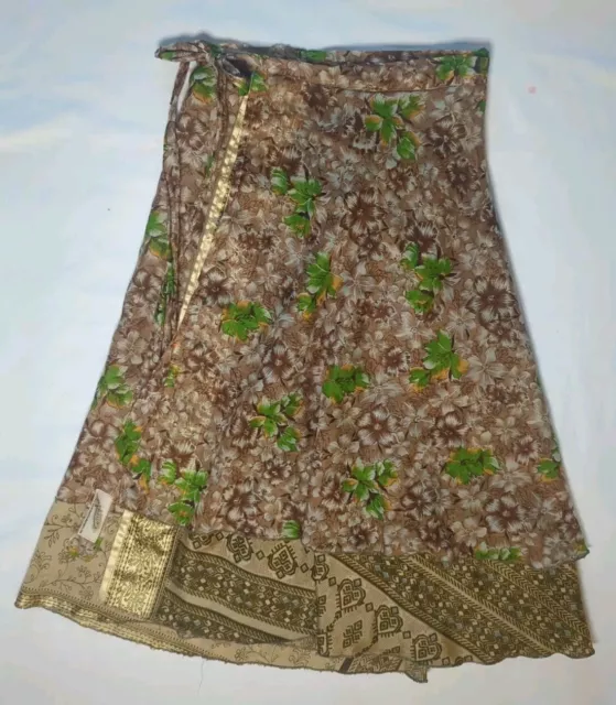 Kariza Designs Indian Reversible Layered Saree Skirt Sarong Wrap Skirt