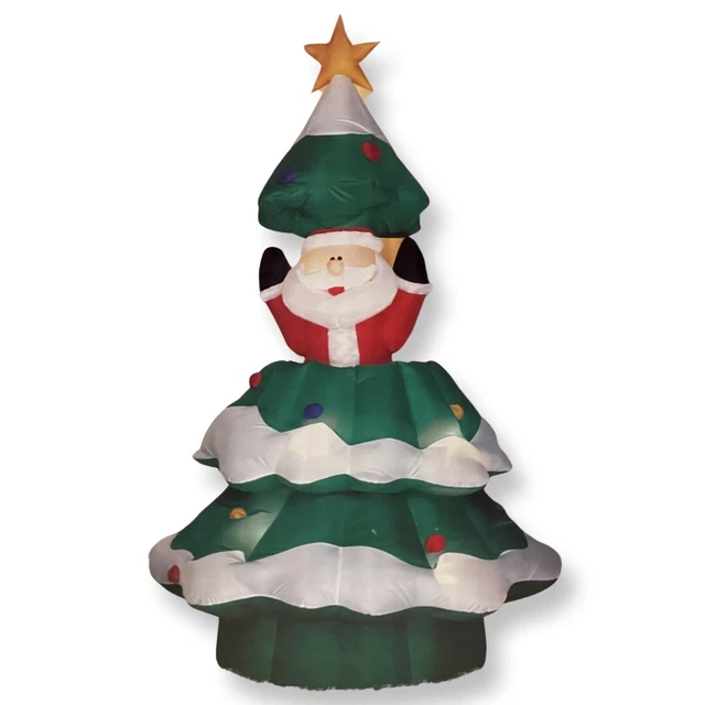 VINTAGE HOLIDAY TIME Animated Airblown Inflatable Santa Christmas Tree
