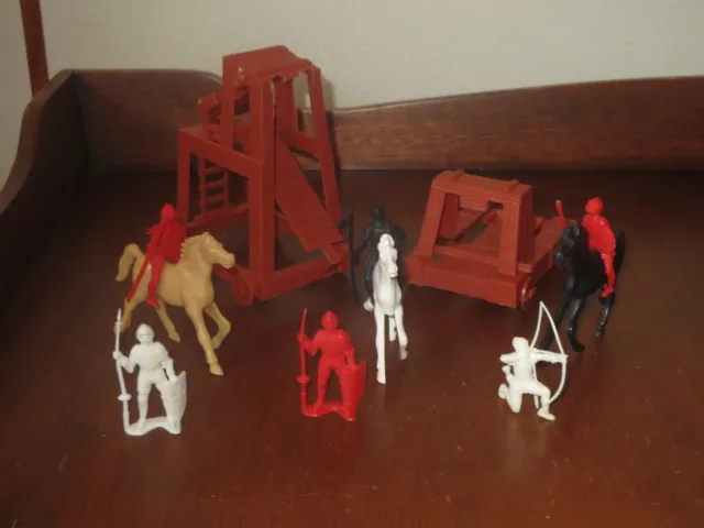 Vintage MPC Medieval Knights Figures, Horses, Siege Tower & Catapult