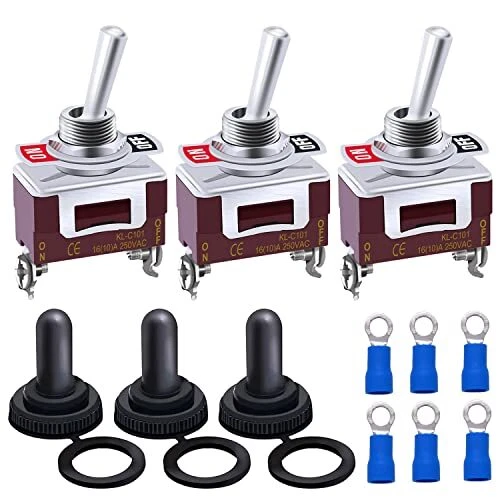 3Pcs Waterproof Heavy Duty Toggle Switch 12V DC 30A SPST 2 Position 2 Pin On/Off