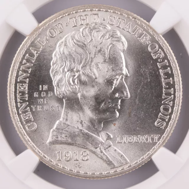 1918 Lincoln-Illinois Half Dollar NGC MS64 Commemorative Silver Certified 50c