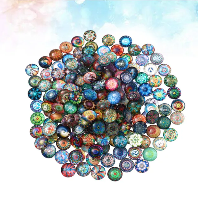 Round Glass Cabochons Stained Glass Hand Decor Bead Fragments