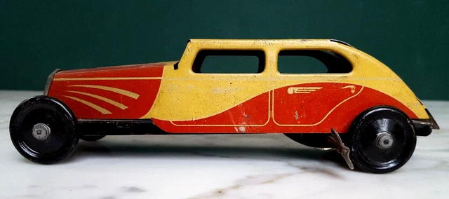 Jouet Ancien Spiro – Voiture Mécanique En Tôle, Vintage, Pour Collection