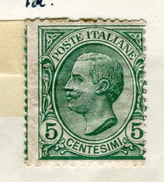 ITALY; 1906 early Emmanuel issue Mint hinged Shade of 5c. value, Perf shift