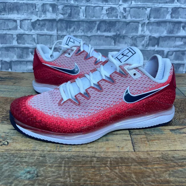 NIKE AIR ZOOM Vapor X Knit HC Crimson Gym Red Tennis Shoes Mens