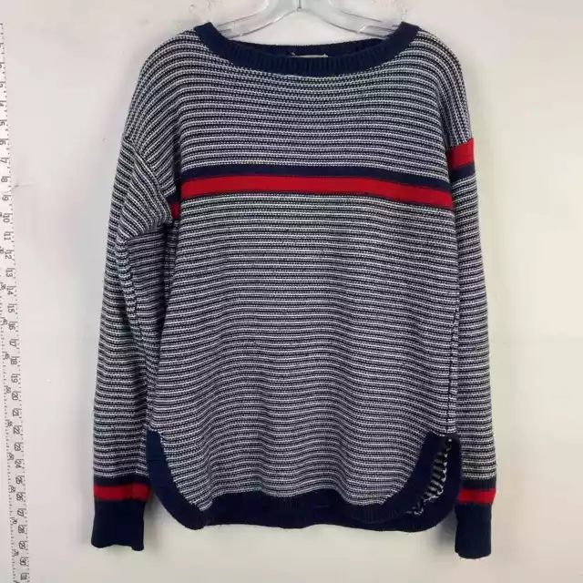 VTG Organically Grown By Arpeja Blue Striped Knitted Pullover Sweater Womens M