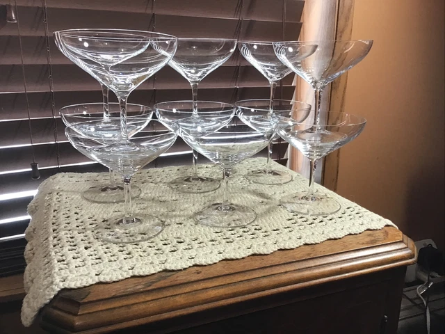 11 rare 8 Oz Champagne Saucer Coupe Crystal Glasses Peill & Putzler Germany 11 rare 8 Oz Champagne Saucer Coupe Crystal Glasses Peill & Putzler Germany