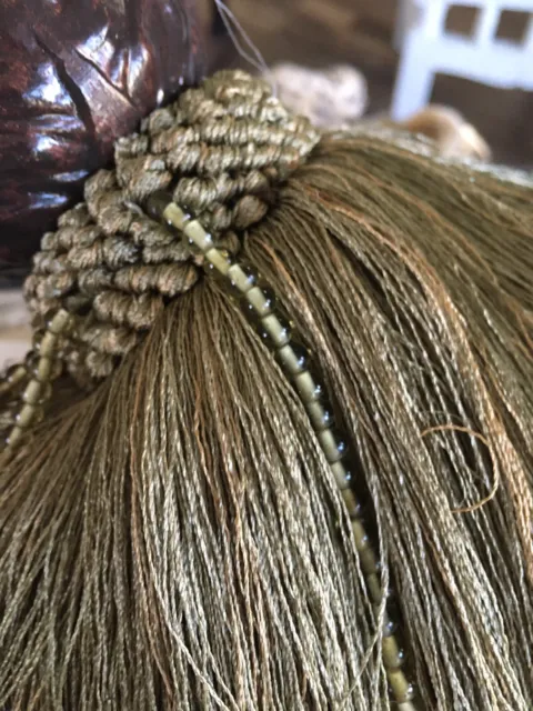 1 Drapery  Tiebacks 32” Tassel 16” Large Beautiful Sage Green glass beads