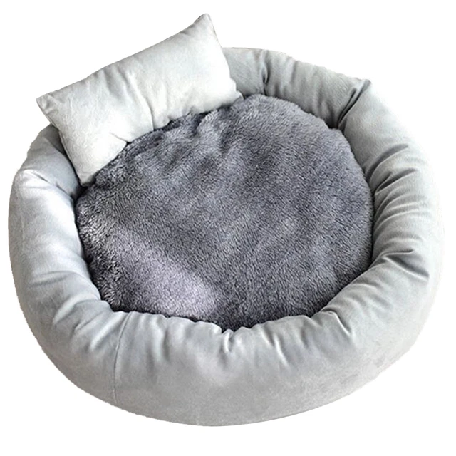 Donut Plush Pet Dog Cat Bed Fluffy Soft Warm Calming Bed Sleeping Kennel Nest