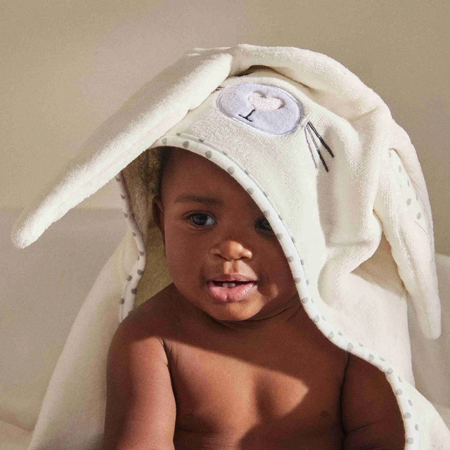 the littlest HOODED TOWEL, WHITE BUNNY
