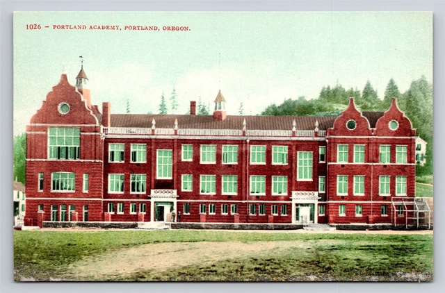 Portland Academy Portland Oregon Old Vtg OR Postcard View 1910s