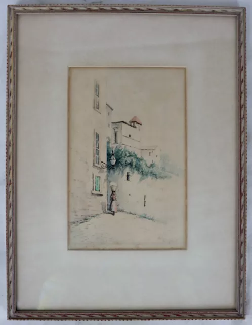 Antique Thomas Campbell (1834-1914) Original Watercolor Painting Woman w/ Basket