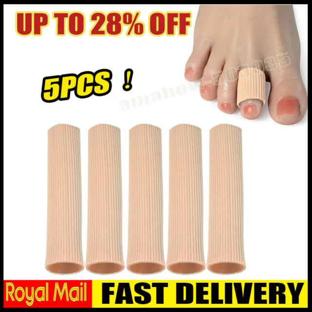 5X Silicone Tube Toe Gel Protectors Soft Cushion Pad Finger Foot Pain Relief SML