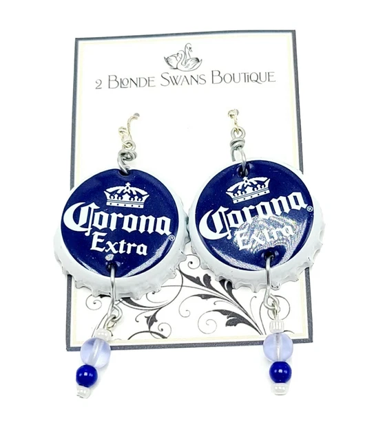 Bottle Cap Earrings Blue Corona Extra