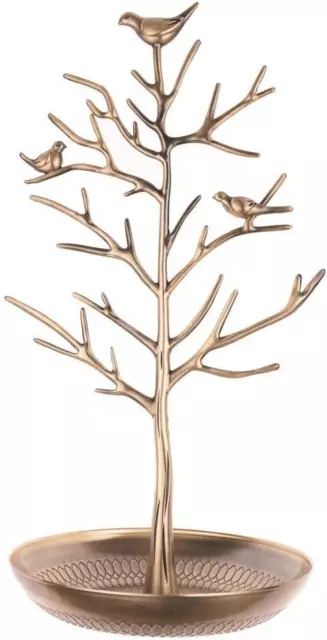 Silver Birds Tree Jewelry Stand Display Earring Necklace Holder Organizer Rack T