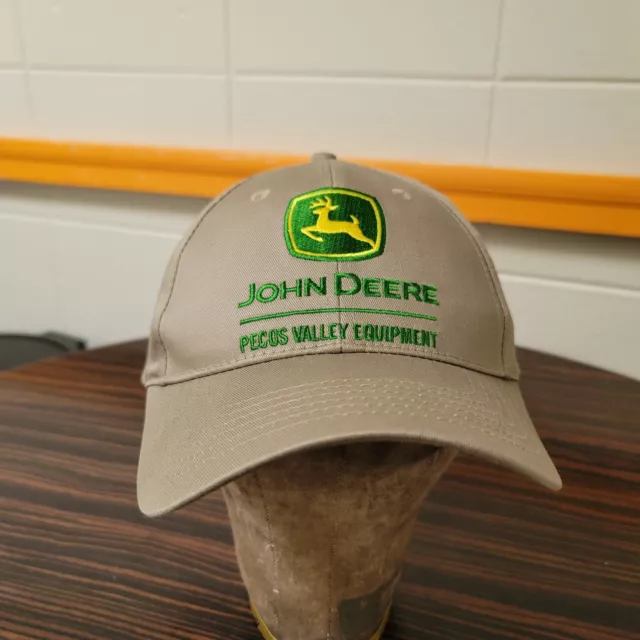 New John Deere Tan Embroidered Tractor Snapback Cap Hat Pecos Valley Dealer