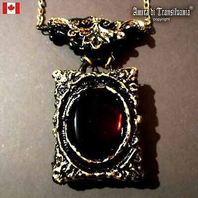 jewelry woman fashion necklace pendant victorian style black mirror vintage goth