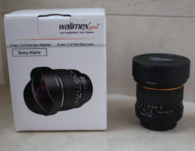 Objetivo Walimex Pro 8mm F/3.5 Aspherical Fisheye Cs para Sony Alpha A Fish-Eye