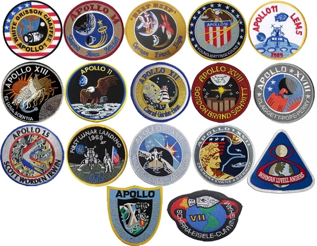 NASA APOLLO MISSION Patches Embroidered Badges Sew on/Iron on £3.99 ...