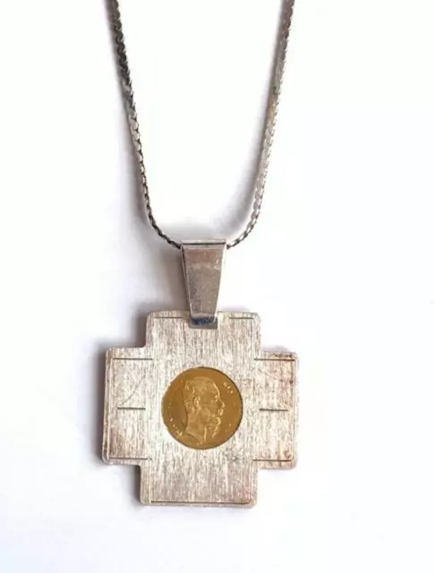 Collana In Argento 925 Con Moneta Messico 1 Pesos 1865 In Oro 18K