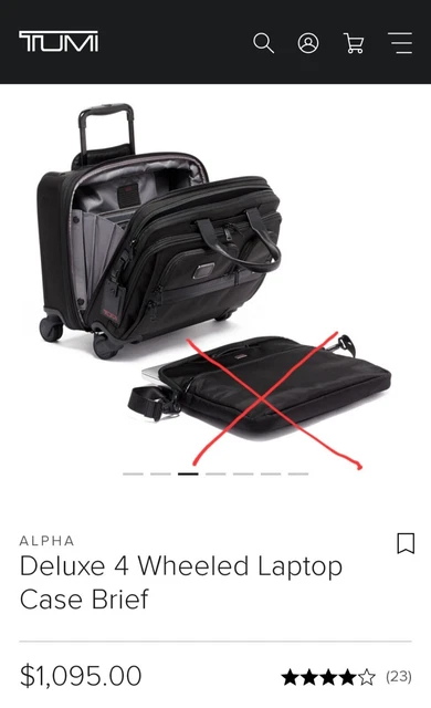 TUMI Alpha Deluxe 4 Wheeled Wheel laptop Briefcase Carry On Travel Weekender 3