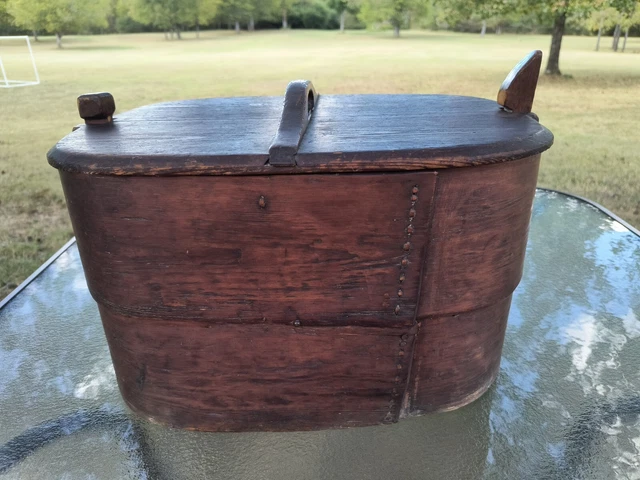 Antique late 1800s handcrafted wood hat box