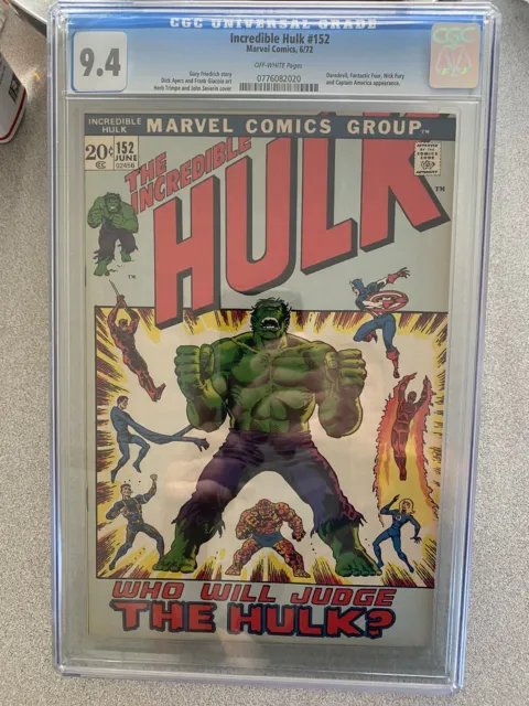 Incredible Hulk #152 CGC NM 9.4 Captain America Fantastic Four Daredevil