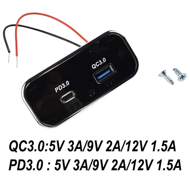 1 pièce 12-24v chargeur de voiture QC3.0 2-USB prise de courant adaptateur de c
