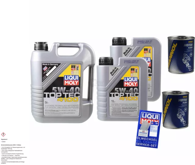 7L aceite motor Liqui Moly Top Tec 4100 5W-40 2x mannol Flusch Aditivo Para