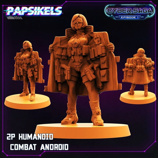 3D PRINTED PAPSIKELS Cyberpunk Sci-Fi 2p Humanoid Combat Android Cyber