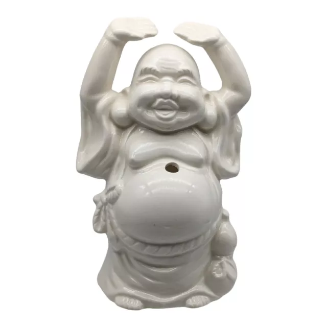 Orchids of Hawaii Happy Buddha White Ceramic Tiki Mug Made in Japan Vintage