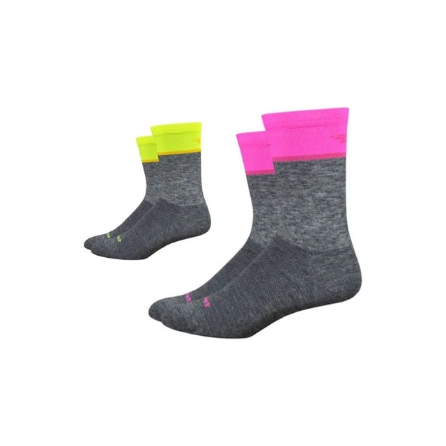 DeFeet Wooleator Comp Team Unisex 6 inch Gravel Gray/Hi-Vis DeFeet Cycling Socks