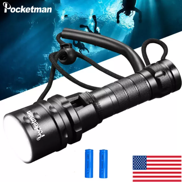 80000LM LED Diving Flashlight Underwater Torch Waterproof Scuba Lantern