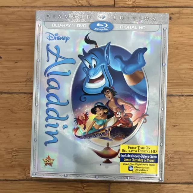 Aladdin (Bluray/DVD, 2-Disc Set, Diamond Edition) W/ Slipcover FAST SHIPPING