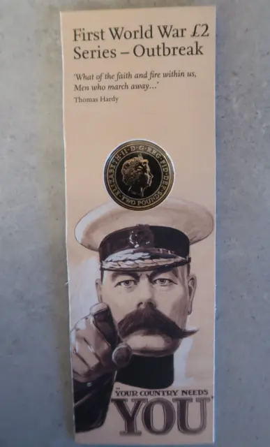 2014 Royal Mint First World War Outbreak - Kitchener - Two Pounds £2 BU Coin