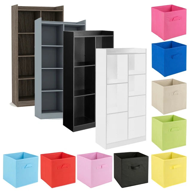 TALL WOODEN 7 Cube Bookcase Shelving Display Storage Unit