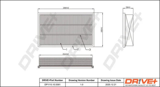 Dr!ve+ Luftfilter DP1110.10.0081 Filtereinsatz für FORD TRANSIT Bus V363 FAD FBD