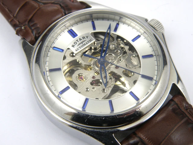 ROTARY GS03357 06 MENS Automatic Skeleton Watch 100m 129.95