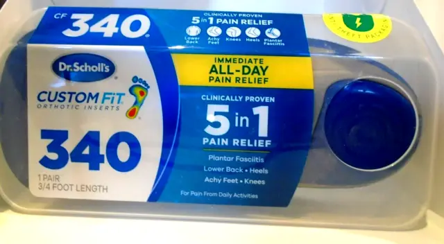 Dr. Scholl's Custom Fit 340 Orthotic Inserts 5 in 1 Pain Relief Heels Knees