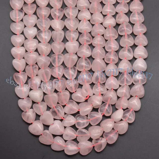 12x12mm Natural Pink Rose Quartz Heart Shaped Gemstone Loose Beads 15'' Strand